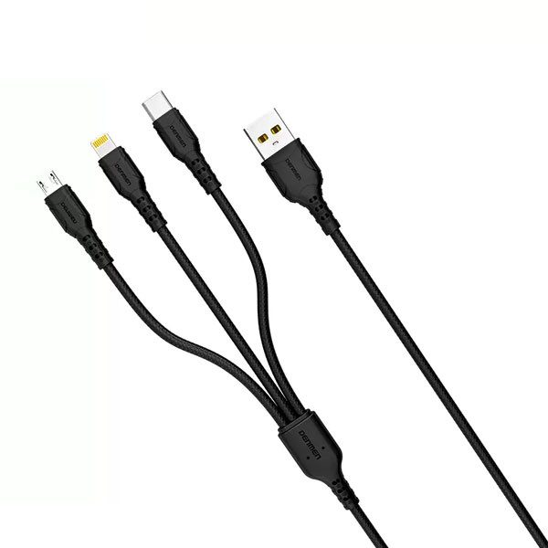 KABEL USB 3W1 DENMEN 2.4A CZARNY 1M D05E TYP-C / MICRO / IPHONE 6973224871029