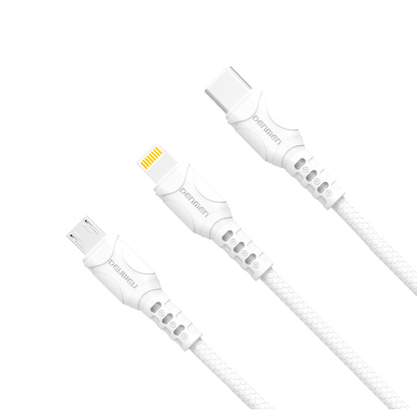 KABEL USB 3W1 DENMEN BIAŁY 1M D05E 2,4A 1M 6973224871012