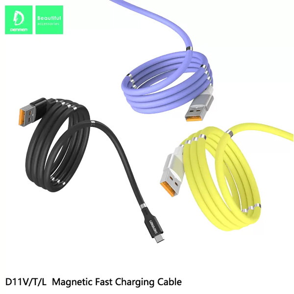 KABEL USB TYP-C DENMEN ŻÓŁTY D11T MAGNETYCZNY 6973224871906