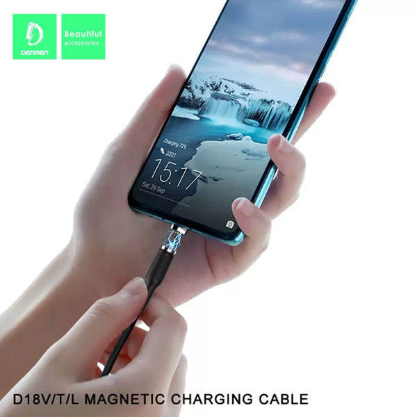 DENMEN KABEL USB TYP-C 2.4A CZARNY D18 MAGNETYCZNY 6973224871517