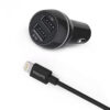 ŁADOWARKA SAMOCHODOWA 2A+1A CZARNA PHILIPS + KABEL IPHONE MFI 3100mA 2XUSB DUAL 15.5W QUICK CHARGE Phil-DLP2357V/10 4895185614502