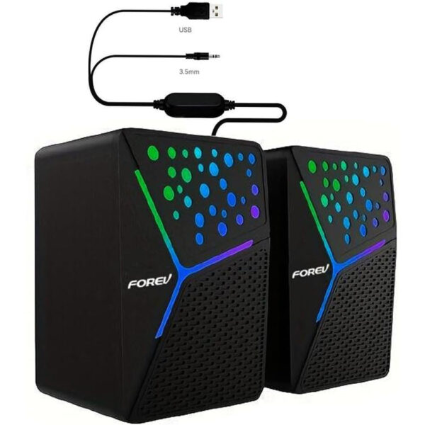 FOREV GŁOŚNIKI STERO CZARNE PC PODŚWIETLANE FV-206 5904238716366