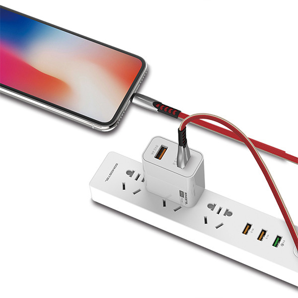 ECOBOX KABEL USB IPHONE 2.4A CZERWONY QUICK CHARGER QC 3.0 1M bW02 5904238702321