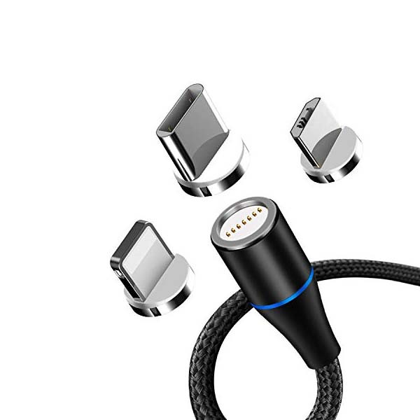 ECOBOX KABEL USB 3w1 MAGNETYCZNY 3A 360 CZARNY SZYBKIE ŁADOWANIE  + TRANSFER DANYCH MICRO TYP-C IPHONE 5904238705728
