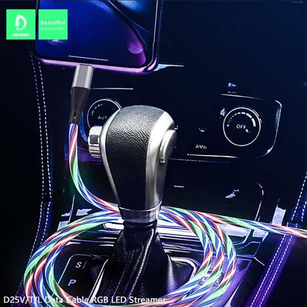DENMEN KABEL USB MICRO DENMEN LED STREMER 1M SREBRNY D25 2,4A 6973224872989