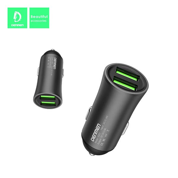 ŁADOWARKA SAMOCHODOWA 12W CZARNA DENMEN 2.4A 2400mA DUAL FAST CHARGING DZ07 ALUMINIOWA 6973224872385