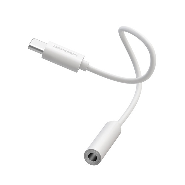 DENMEN ADAPTER HF TYP-C DO JACK 3.5 CALA BIAŁY AUDIO JACK DU01 6973224872903