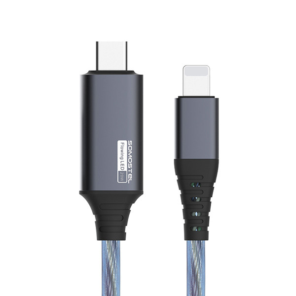 KABEL USB PD IPHONE DO TYP-C 3.1A SOMOSTEL LED NIEBIESKI 20W QUICK CHARGER QC 1M SMS-BY02 5904238704165
