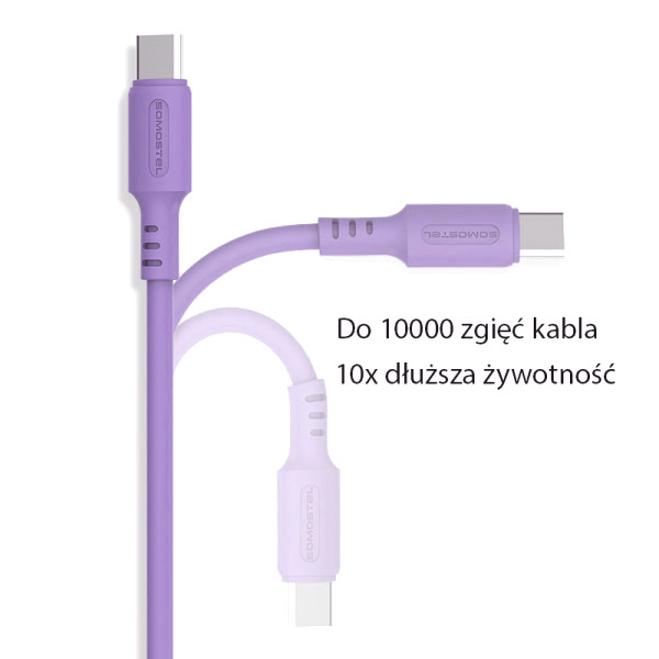 KABEL TYP-C DO TYP-C PD SOMOSTEL FIOLETOWY QUICK CHARGER USB-C 1.2M 60W POWERLINE SMS-BP10 IPHONE 15 IPHONE15 5904238704264