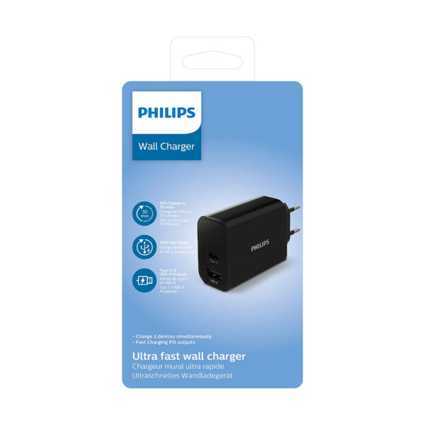 ŁADOWARKA PHILIPS 30W USB+TYP-C PD QC Phil-DLP2621/12 4895229103719