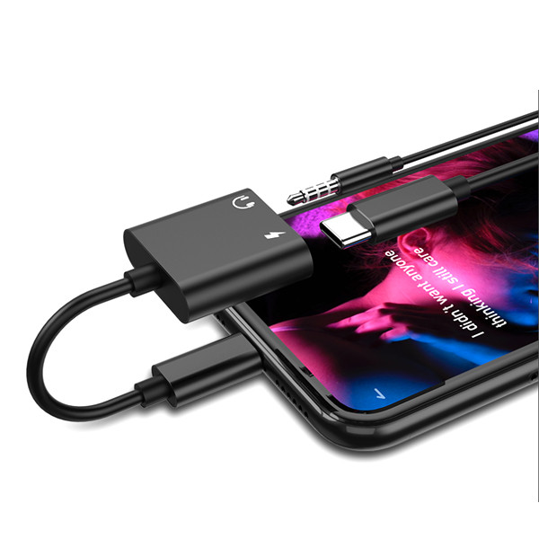 ADAPTER HF IPHONE DENMEN CZARNY AUDIO JACK + ZASILANIE DU08 6973224872736
