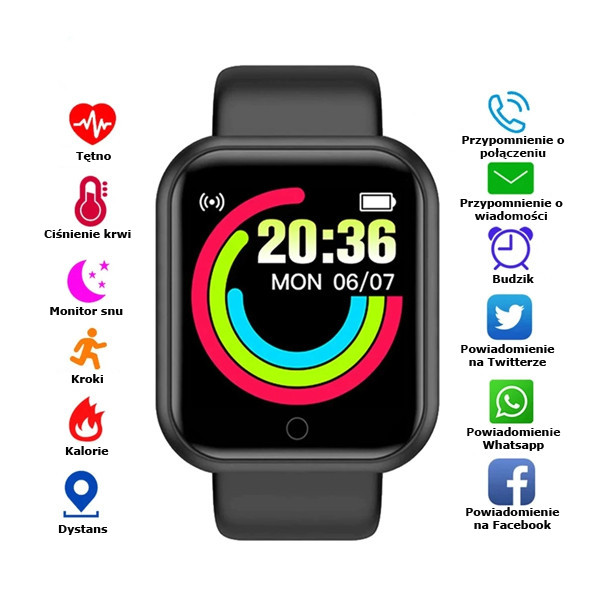 ZEGAREK SMARTWATCH TRUSTY LITE CZARNY PL MENU / APLIKACJA 5904238706541