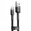 KABEL USB DO TYP-C BASEUS CAFULE 3A 1M (SZARO-CZARNY) 6953156278202