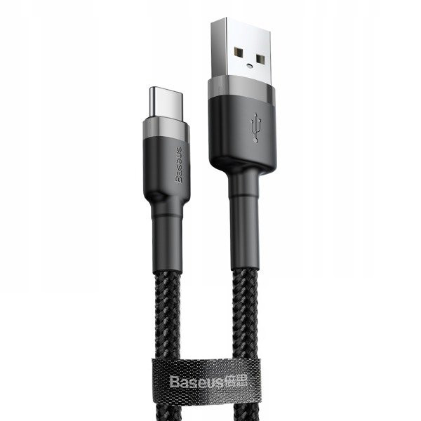 KABEL USB DO TYP-C BASEUS CAFULE 3A 1M (SZARO-CZARNY) 6953156278202