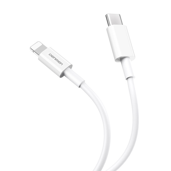 DENMEN KABEL USB PD TYP-C - LIGHTNING 20W 3,6A WZMACNINANY BIAŁY 2M D65 6973224877526