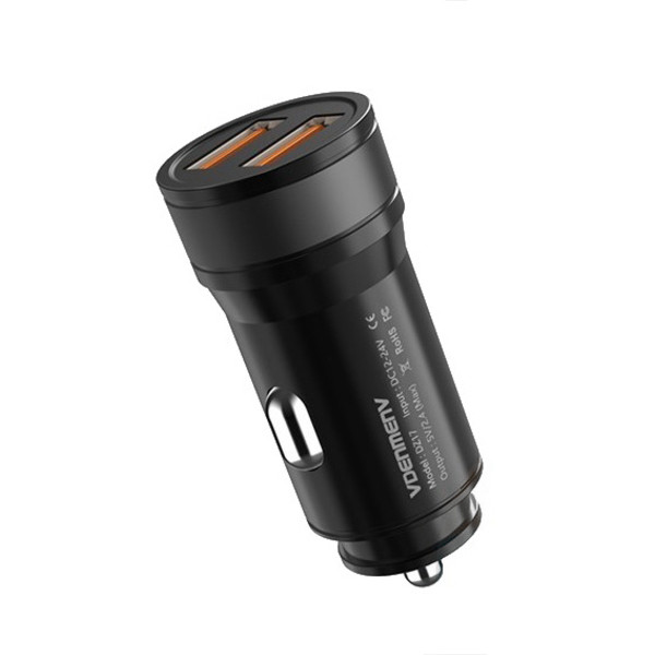 ŁADOWARKA SAMOCHODOWA 2,4A CZARNA DENMEN 2400mA DUAL 2XUSB DZ17 6973224875720