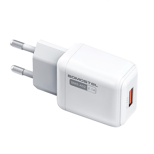 ŁADOWARKA SIECIOWA 2.1A  USB BIAŁY SOMOSTEL 2100mA 10W SMS-A52 10W