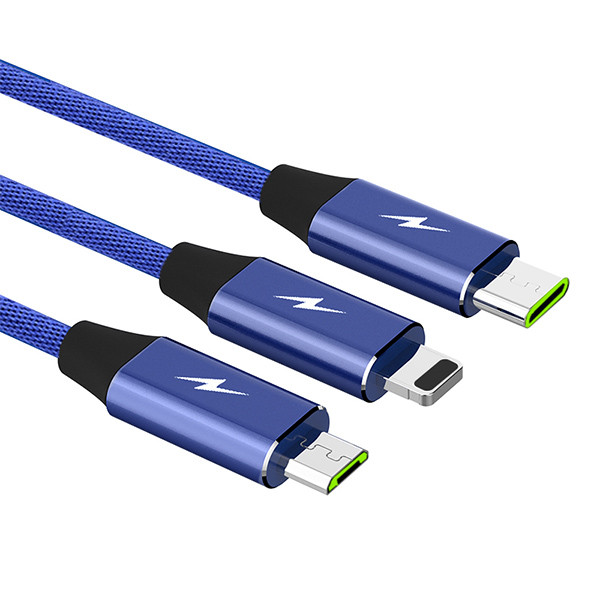 KABEL USB 3W1 3.4A SOMOSTEL NIEBIESKI 3400mAh QUICK CHARGER QC 3.0 1,2M POWERLINE SMS-BW03 5902012966907