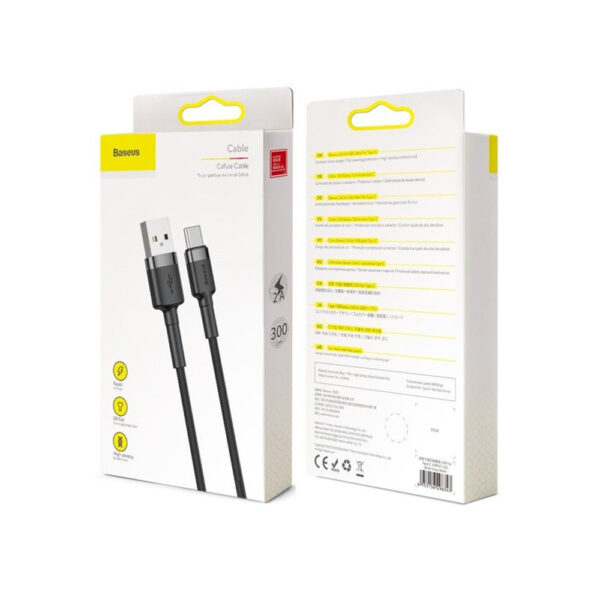 KABEL USB DO USB-C BASEUS CAFULE 2A 3M SZARO-CZARNY 6953156296343