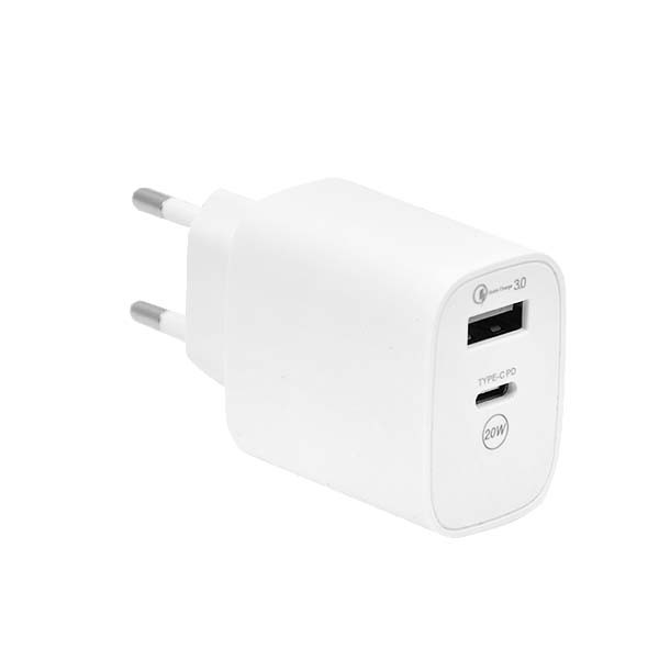 ECOBOX ŁADOWARKA SIECIOWA PAX 20W USB+TYP-C + KABEL TYP-C/TYP-C PD