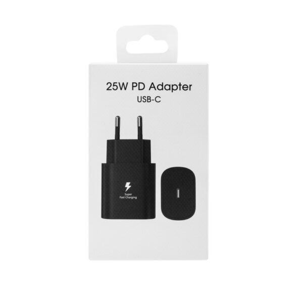 ECOBOX ŁADOWARKA SIECIOWA 3,6A 25W CZARNA PD TYP-C TA800 DC03 + KABEL USB PD TYP-C - TYP-C 1M