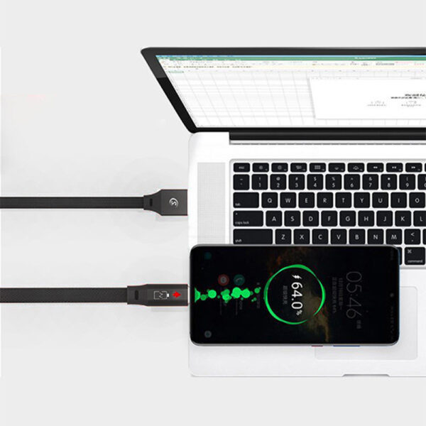 KABEL USB TYP-C 2.4A SOMOSTEL CZARNY 2400mAh QUICK CHARGER QC 3.0 1M USB-C PŁASKI SMS-BW04 5902012968390