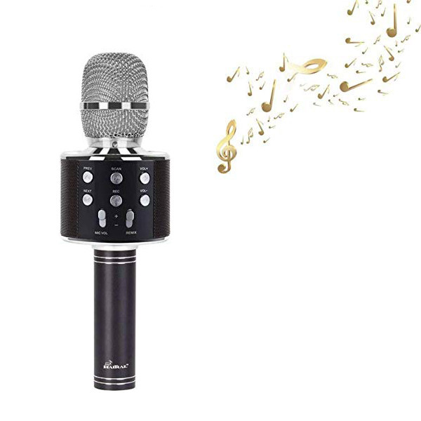 ECOBOX MIKROFON KARAOKE CZARNY BEZPRZEWODOWY Z WBUDOWANYM GŁOŚNIKIEM