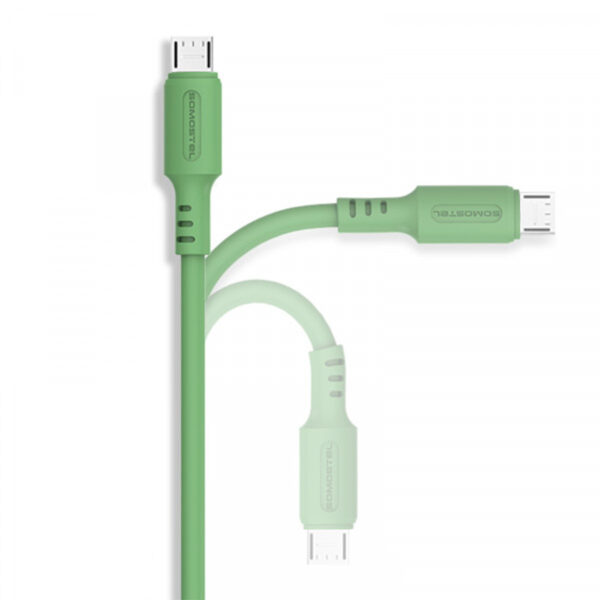 SOMOSTEL KABEL USB MICRO 3A ZIELONY 3100mAh QUICK CHARGER 1.2M POWERLINE SMS-BP06 MACARON 5902012968925