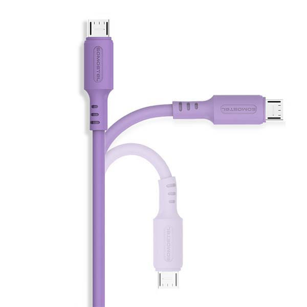 SOMOSTEL KABEL USB MICRO 3A FIOLETOWY 3100mAh QUICK CHARGER 1.2M POWERLINE SMS-BP06 MACARON 5902012968901