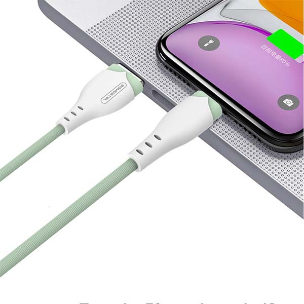 KABEL USB TYP-C 2.1A SOMOSTEL ZIELONY 2100mAh QUICK CHARGER 1.2M POWERLINE USB-C SMS-BP04 MACARON 5902012968963