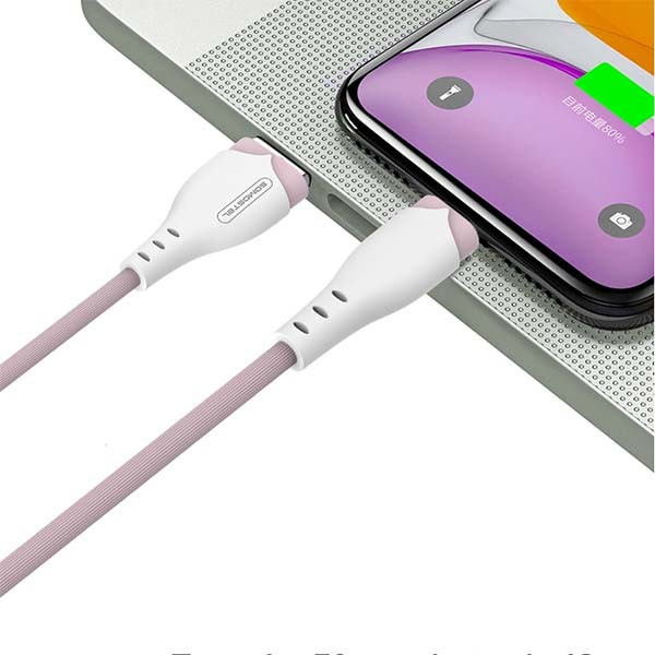 KABEL USB TYP-C 2.1A SOMOSTEL RÓŻOWY 2100mAh QUICK CHARGER 1.2M POWERLINE USB-C SMS-BP04 MACARON 5902012968956