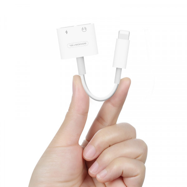 ADAPTER HF IPHONE SOMOSTEL BIAŁY SMS-BZ05 AUDIO IPHONE + ZASILANIE 5902012969076