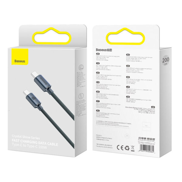 KABEL USB-C DO USB-C BASEUS CRYSTAL SHINE, 100W, 2M (CZARNY) 6932172602895