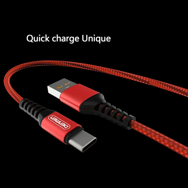 DENMEN KABEL USB DO LIGHTNING 2.4A WZMACNIANY OPLOT IPHONE DENMEN CZERWONY 1M D02L 6973224870077