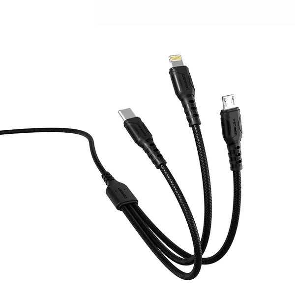 KABEL USB 3W1 DENMEN 2.4A CZARNY 1M D05E TYP-C / MICRO / IPHONE 6973224871029