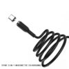 DENMEN KABEL USB 3W1 DENMEN CZARNY D18 MAGNETYCZNY MICRO TYP-C IPHONE 2,4A  1M 6973224871586