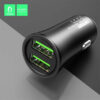 ŁADOWARKA SAMOCHODOWA 12W CZARNA DENMEN 2.4A 2400mA DUAL FAST CHARGING DZ07 ALUMINIOWA 6973224872385