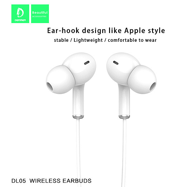 SŁUCHAWKI DOUSZNE STEREO BLUETOOTH DENMEN DL05 CZARNE KANAŁOWE 6973224871685