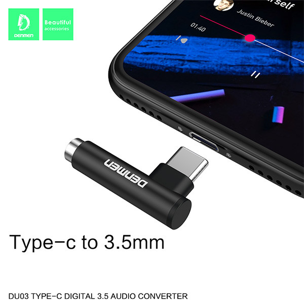 ADAPTER HF TYP-C DENMEN CZARNY AUDIO JACK DU03 6973224872699