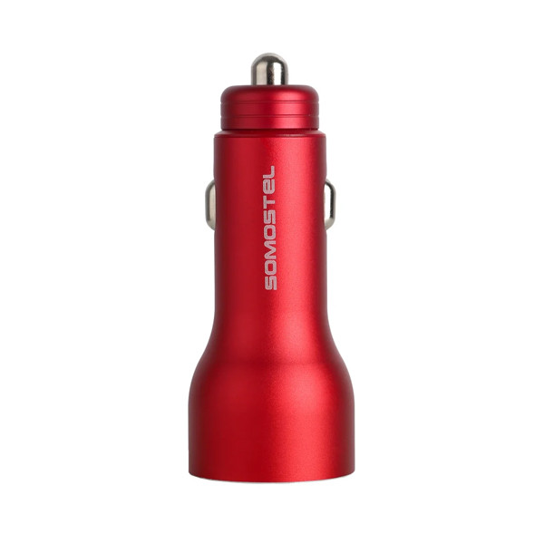 ŁADOWARKA SAMOCHODOWA 5A CZRWONY MIERNIK + KABEL MICRO SOMOSTEL 30W 2XUSB DUAL SMS-A89 QUICK CHARGE QC 3.0 ALUMINIUM