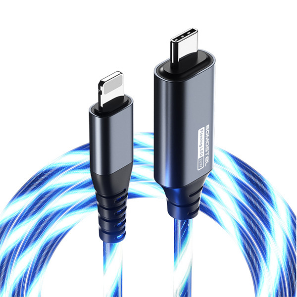 KABEL USB PD IPHONE DO TYP-C 3.1A SOMOSTEL LED NIEBIESKI 20W QUICK CHARGER QC 1M SMS-BY02 5904238704165