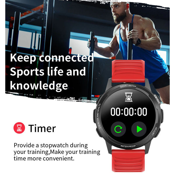 ZEGAREK SPORTOWY SMARTWATCH SENBONO X28 CZERWONY Full HD 360x360, POMIAR SpO2, METALOWA KOPERTA 5904238703137