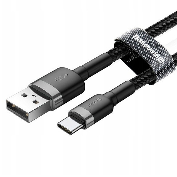 KABEL USB DO TYP-C BASEUS CAFULE 3A 1M (SZARO-CZARNY) 6953156278202