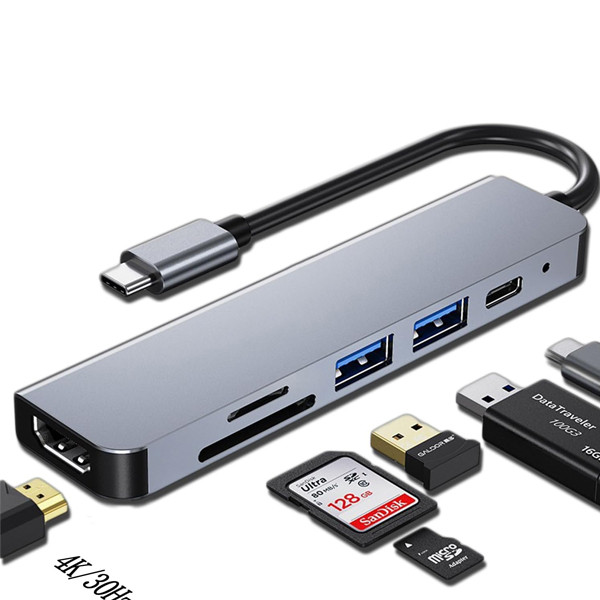 ECOBOX ADAPTER TYP-C ROZDZIELACZ HDMI + TYP-C + USB + czytnik kart DEX