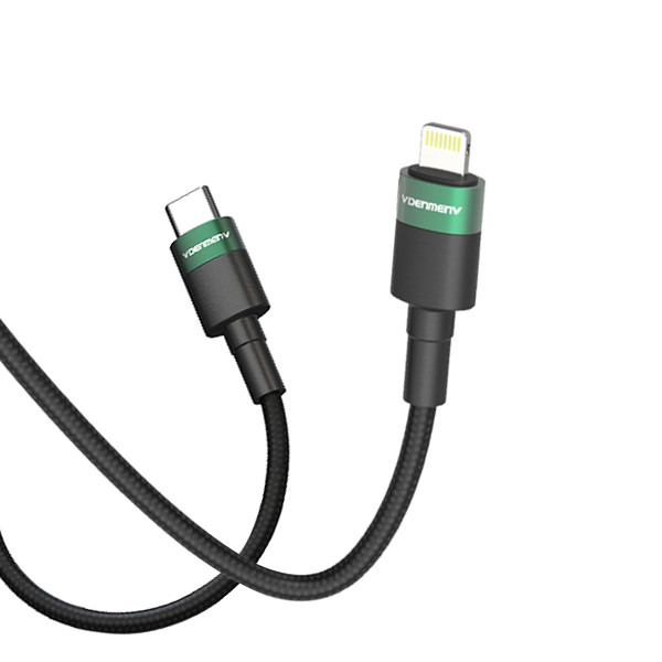 DENMEN KABEL USB TYP-C - LIGHTNING PD 3,6 CZARNY OPLOT 1M D62 20W 6973224877540