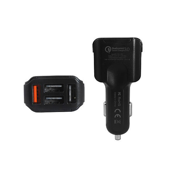 ŁADOWARKA SAMOCHODOWA 4 X USB 3A CZARNA FAST CHARGER QUICK 4XUSB 3.0 FASTON 3000mA 5904238709009
