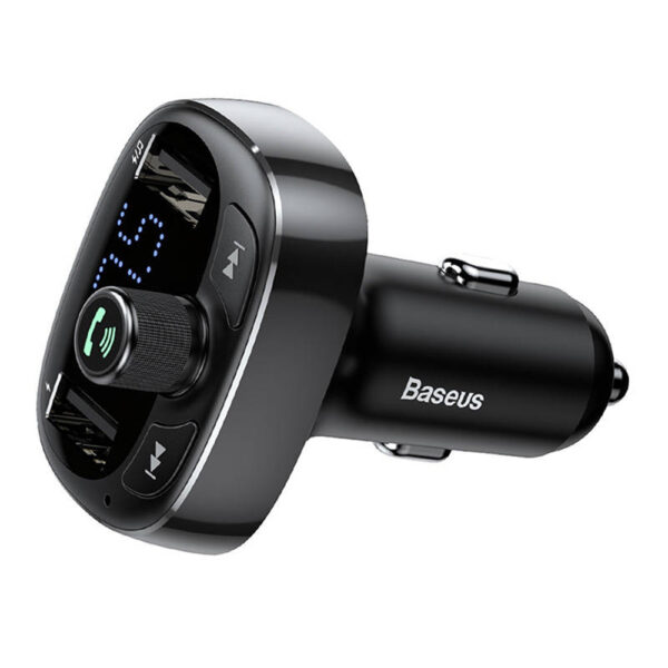 BASEUS TRANSMITER FM BLUETOOTH 4.2 MP3 + ŁADOWARKA SAMOCHODOWA 2X USB 3.4A  ZESTAW GŁOŚNOMÓWIĄCY MICROSD CCMT000301 6932172628239