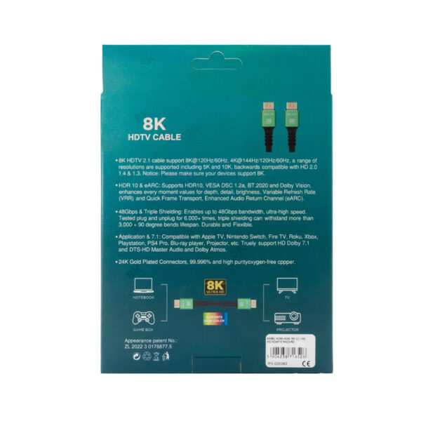 ECOBOX KABEL HDMI-HDMI 3M, V2.1 8K HQ NOWY STANDARD 5904238716526