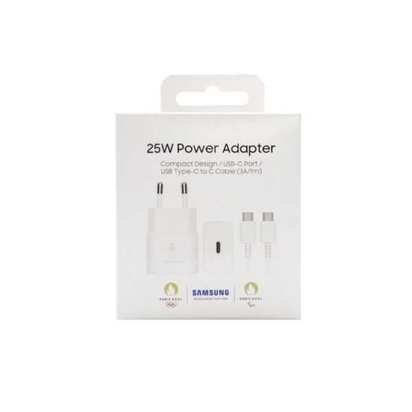 SAMSUNG ŁADOWARKA SIECIOWA TYP-C PD GAN EP-T2510XBE 25W BIAŁY 3A + KABEL TYP-C TYP-C PD 8806094911985