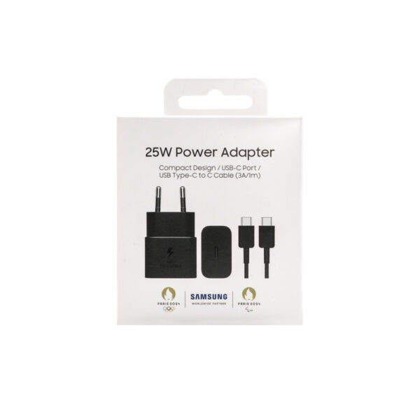SAMSUNG ŁADOWARKA SIECIOWA TYP-C PD GAN EP-T2510XBE 25W CZARNY 3A + KABEL TYP-C TYP-C PD 8806094912029